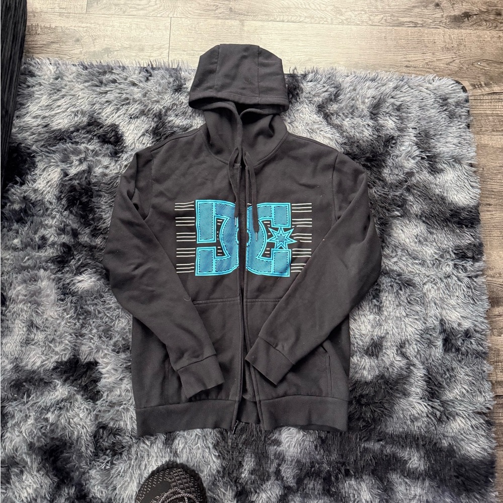 DC Shoes Black Hoodie with Blue Graphic
